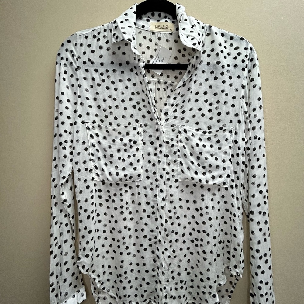Bella Dahl Black and White Polka Dot Shirt